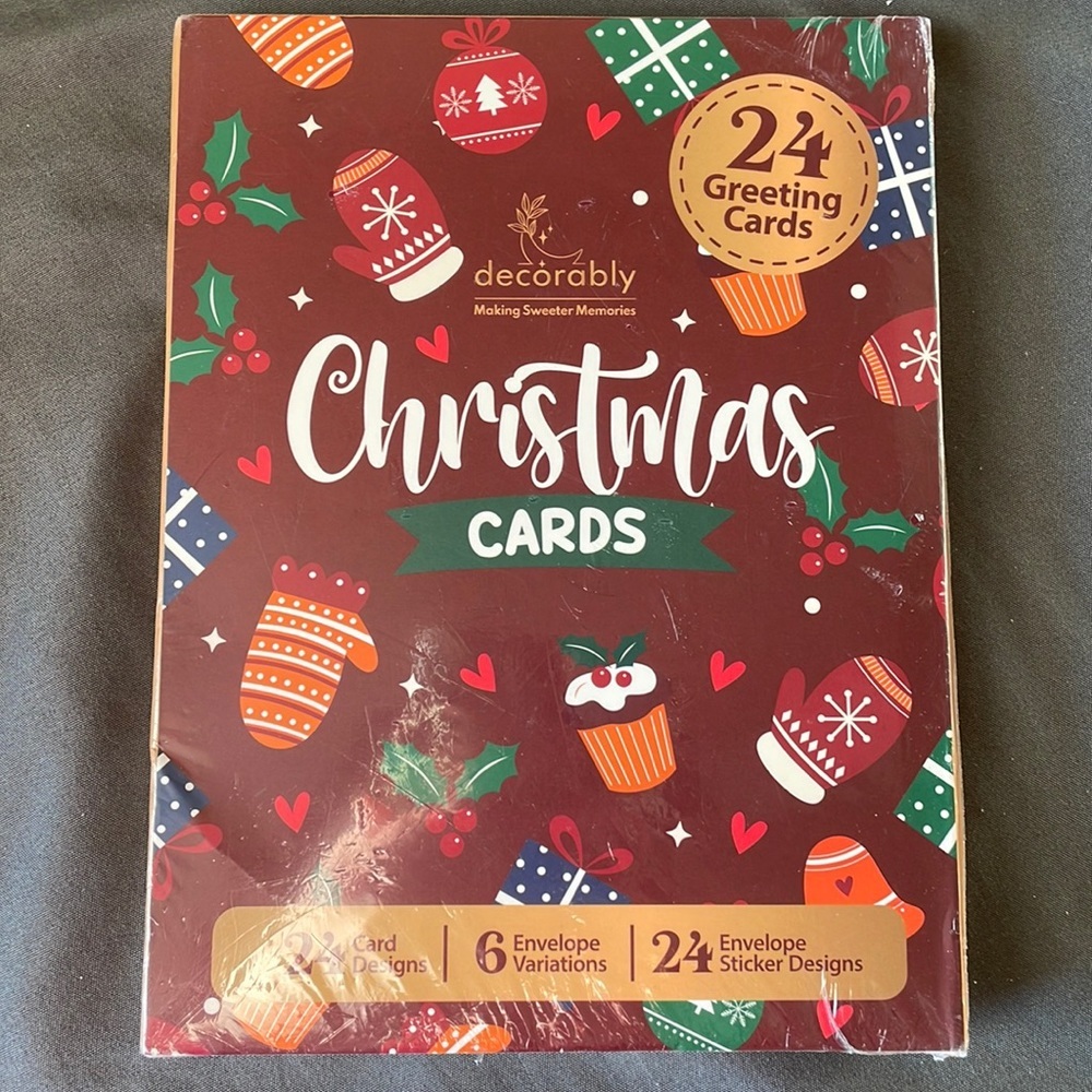 Decorably 24 Greeting Christmas Cards Pack‎